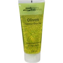 Eine Tube mit Olivenduft Fitness-Dusche steht aufrecht.
