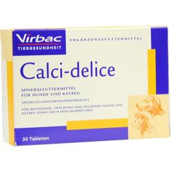 Verpackung eines Mineralfuttermittels für Hunde und Katzen mit dem Namen "Calci-delice".