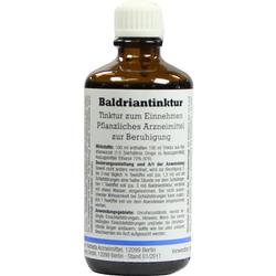 Braune Flasche mit Etikett für Baldriantinktur zur Beruhigung.